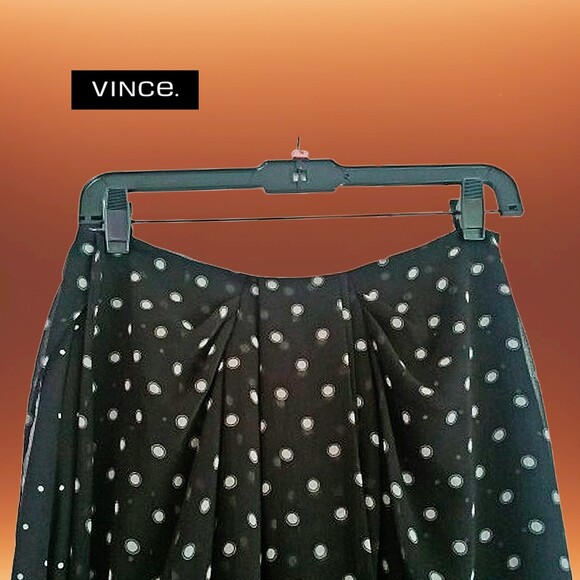 VINCE. NEW Mixed Dots Chiffon Overlay Midi Skirt S - Picture 2 of 12